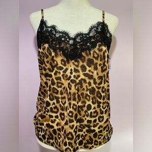 ZARA strappy animal print & lace camisole M